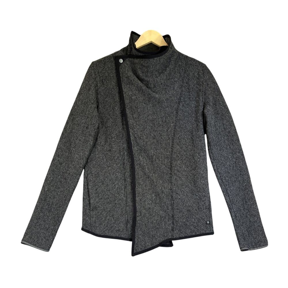 Mountain Hardwear Sweater Womens Small Gray Sarafin Wrap Wool Blend Pockets